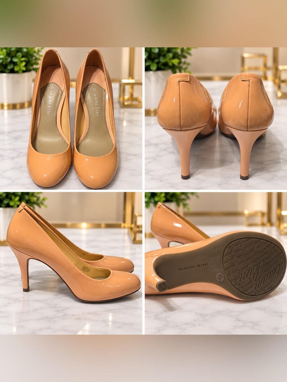 Gianni Bini Nude Peach Patent Leather Pumps – Size 7.5M